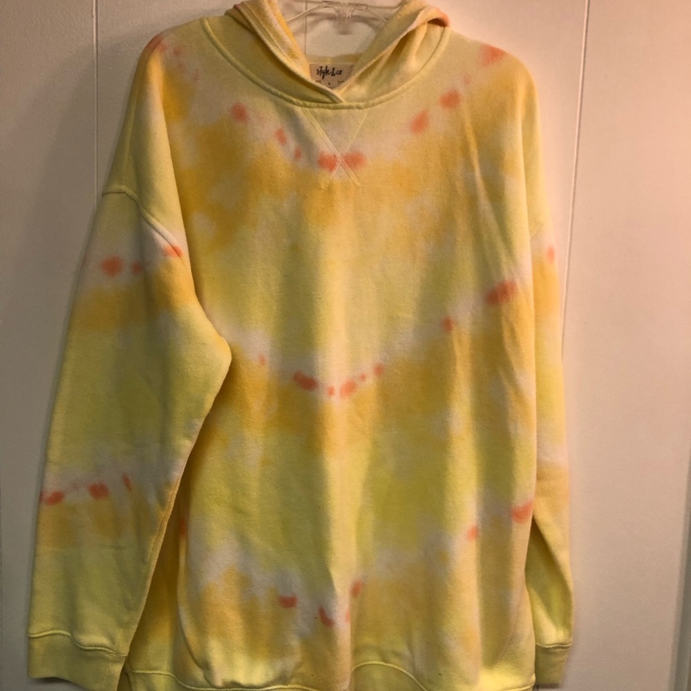 Style & Co. Yellow and Orange Tie-Dye Hoodie Sweater